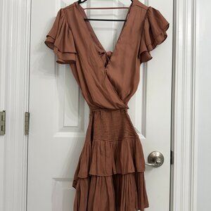 Vestique rust brown midi dress